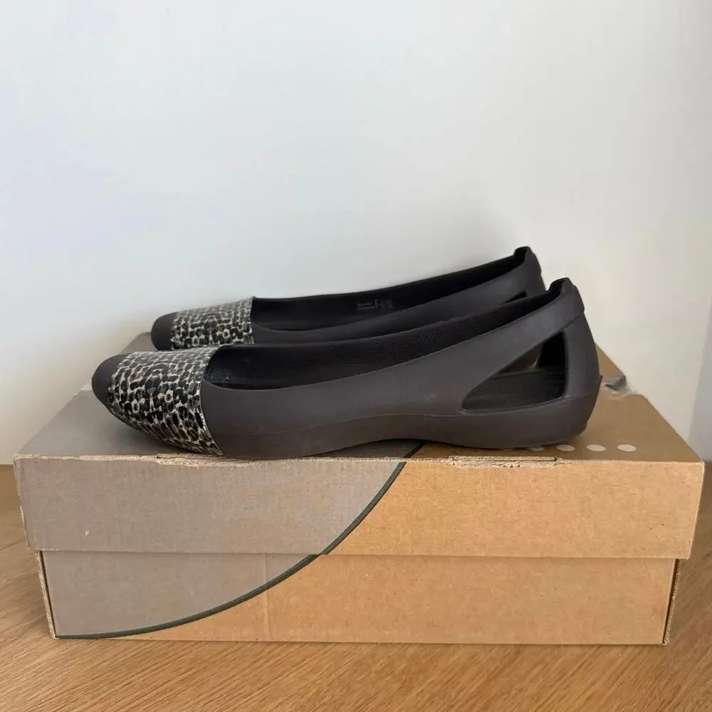 Crocs Sienna Brown Leopard Women Slip On Sandals- SZ 8